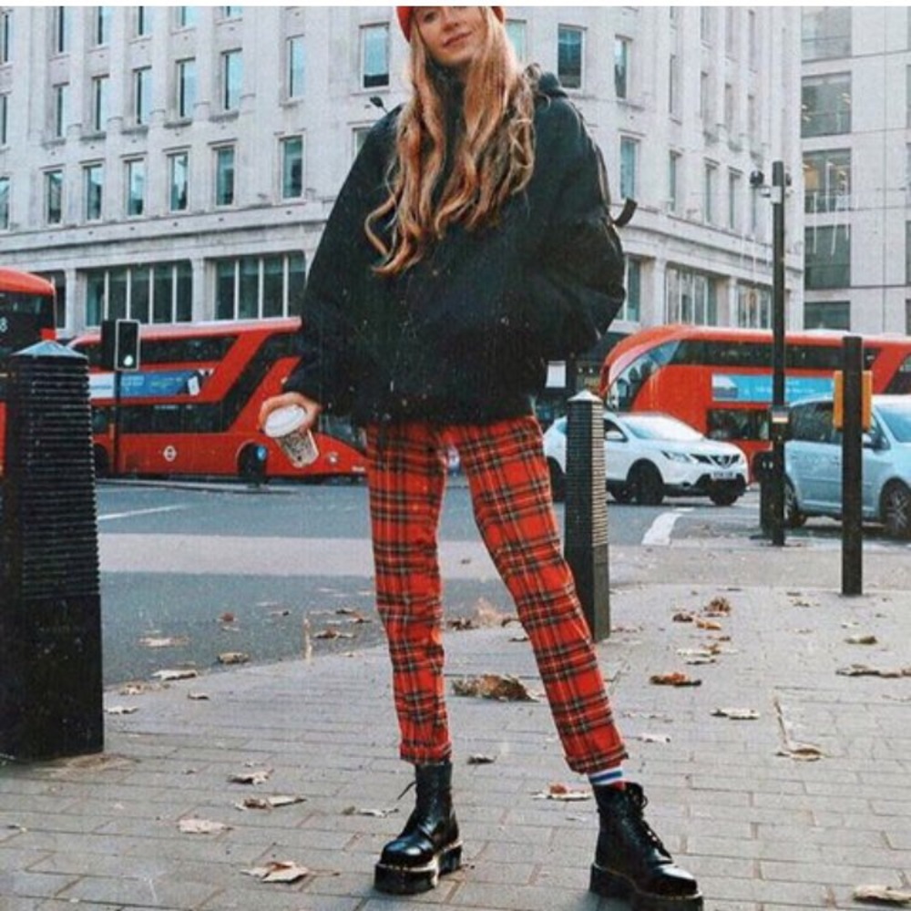 Red plaid pants